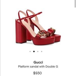 Auth Gucci marmont 85 platform sandal red 36.5